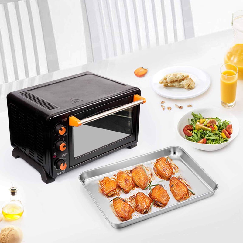 TeamFar Stainless Steel Compact Toaster Oven Pan Tray Ovenware Professional, 8''x10.5''x1'', Heavy Duty & Healthy, Deep Edge, Superior Mirror Finish, Dishwasher Safe - Image 3